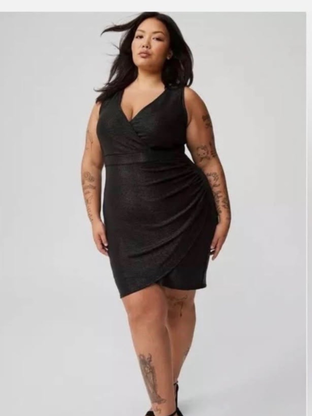 NEW! Torrid Black Metallic Mini Sleeveless Tulip Dress Sz 4X Plus